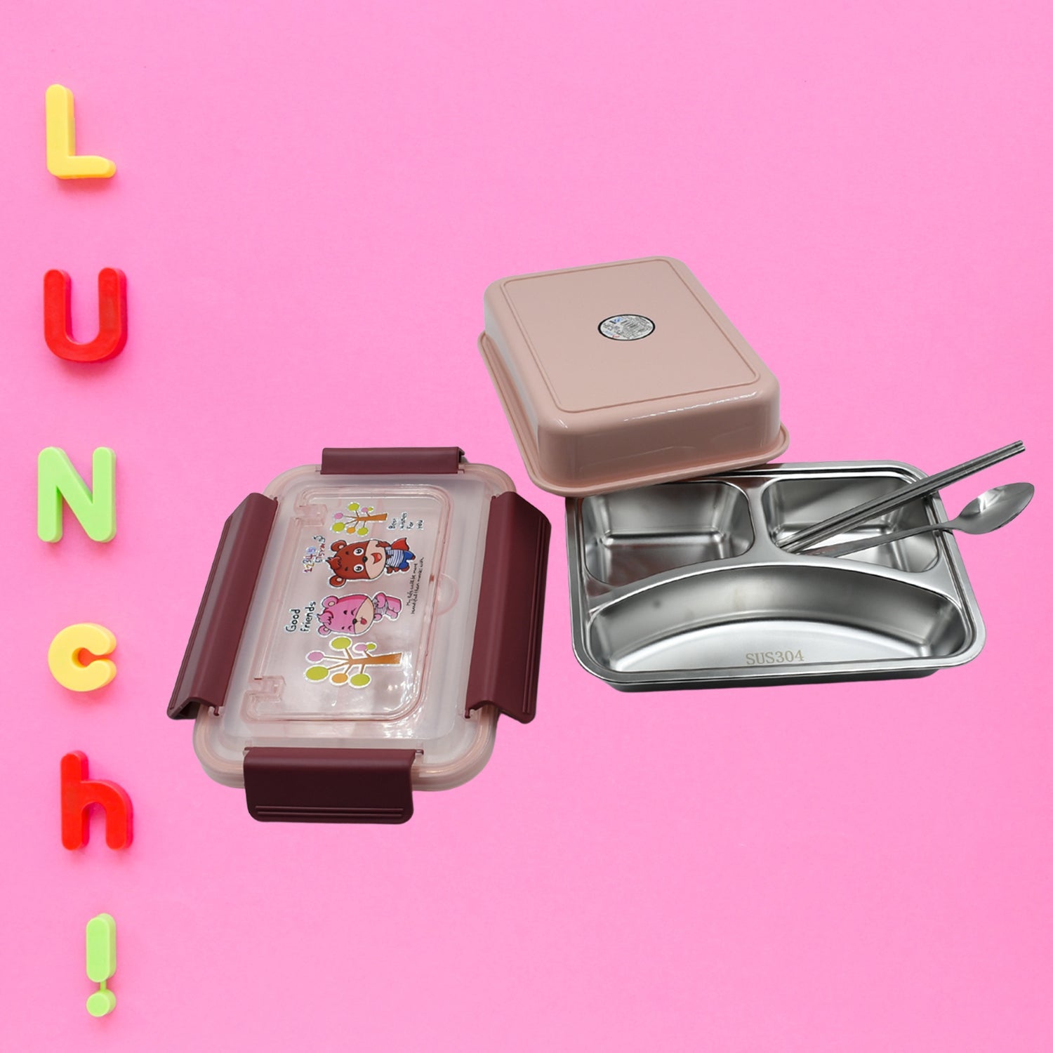 5954 Food‑Safe Materials Kids Lunch Box With steel Spoon & chopsticks Compartment is Designed Made of 304 Stainless Steel Easy to Clean for School for Camping for Work for Home, Office 5954 Food‑Safe Materials Kids Lunch Box With steel Spoon & chopsticks Compartment is Designed Made of 304 Stainless Steel Easy to Clean for School for Camping for Work for Home, Office